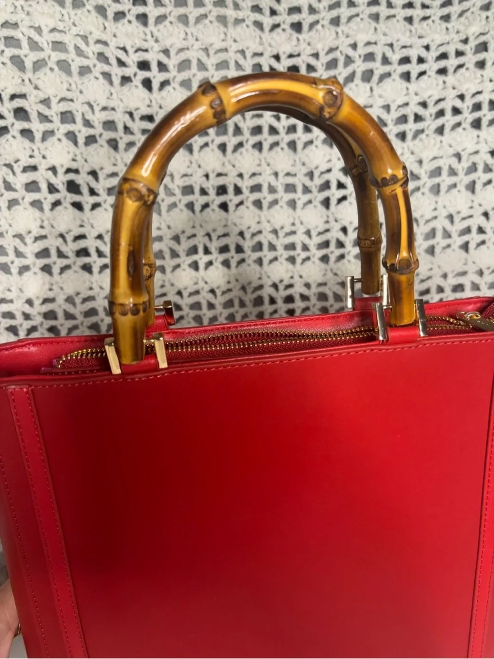 Trina Turk Leather Satchel with Bamboo-Style Handle